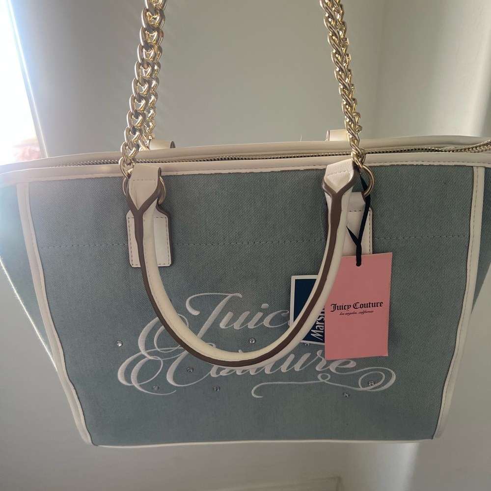 Juicy Couture Blue and White Structured Tote